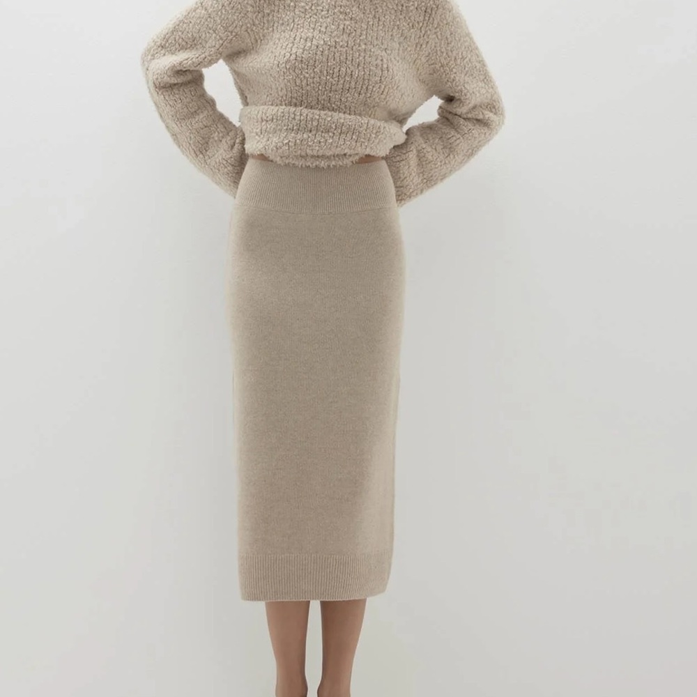 Like new Naked Cashmere Gina midi skirt color flax size: XS